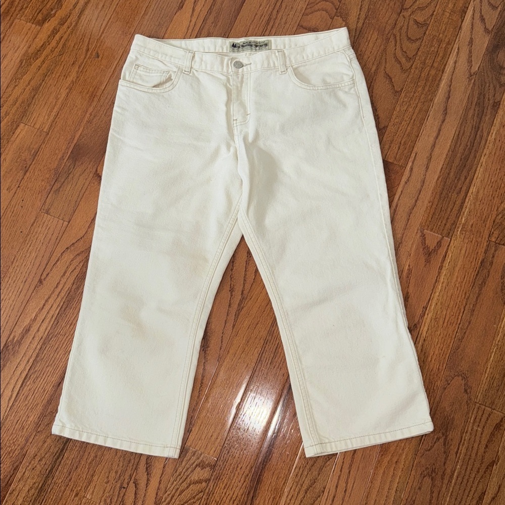 American Eagle Outfitters Vintage Y2K Ivory Crop Jeans Size 10